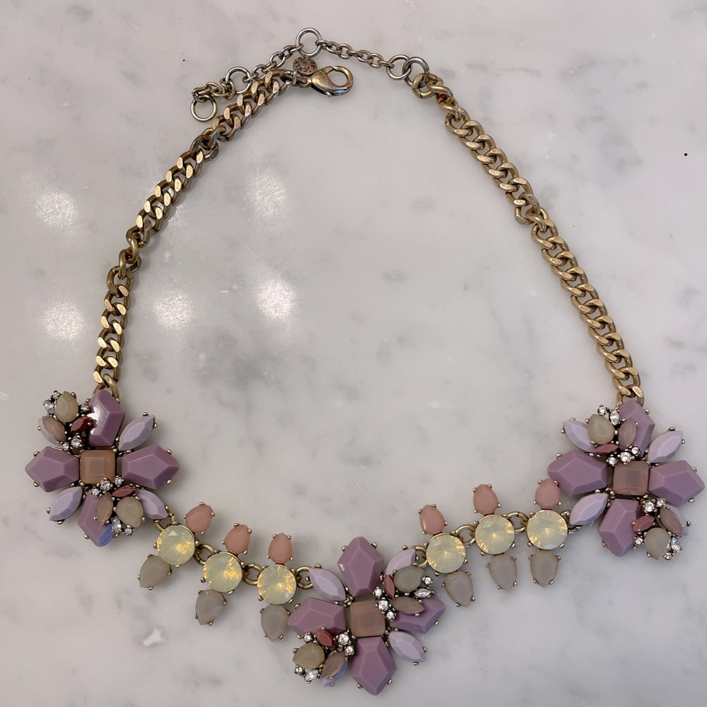 J. Crew cluster necklace- lavender and purple stones.